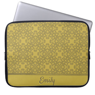 Gepersonaliseerd Mustard Yellow Pattern Laptop Sleeve