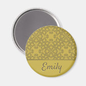 Gepersonaliseerd Mustard Yellow Pattern Magneet (Voorkant / Achterkant)