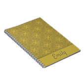Gepersonaliseerd Mustard Yellow Pattern Notitieboek (Rechterzijde)
