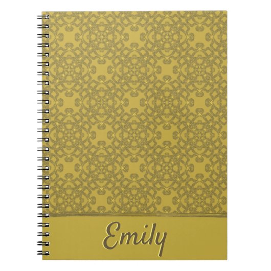 Gepersonaliseerd Mustard Yellow Pattern Notitieboek (Voorkant)