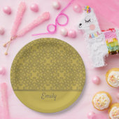 Gepersonaliseerd Mustard Yellow Pattern Papieren Bordje (Feest)