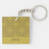 Gepersonaliseerd Mustard Yellow Pattern Sleutelhanger (Achterkant)