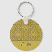 Gepersonaliseerd Mustard Yellow Pattern Sleutelhanger (Voorkant)
