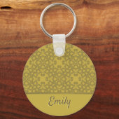 Gepersonaliseerd Mustard Yellow Pattern Sleutelhanger (Voorkant)