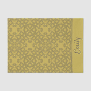 Gepersonaliseerd Mustard Yellow Pattern Tissuepapier