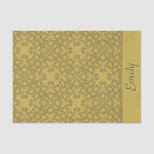 Gepersonaliseerd Mustard Yellow Pattern Tissuepapier (Voorkant)