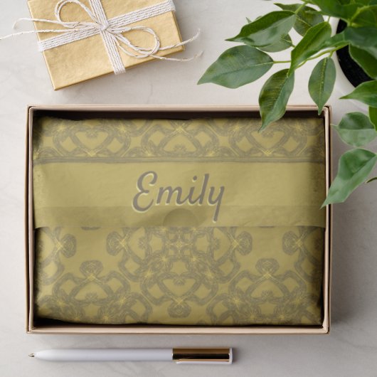 Gepersonaliseerd Mustard Yellow Pattern Tissuepapier (Geschenk)