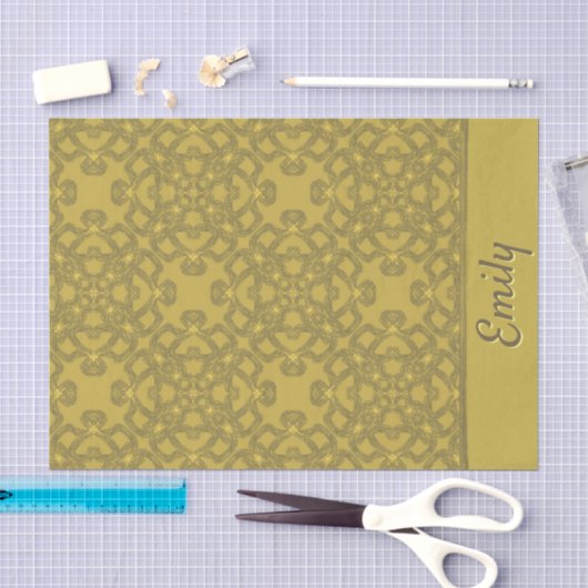 Gepersonaliseerd Mustard Yellow Pattern Tissuepapier (Craft)