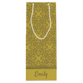Gepersonaliseerd Mustard Yellow Pattern Wijn Cadeautas (Achterkant)
