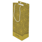 Gepersonaliseerd Mustard Yellow Pattern Wijn Cadeautas (Voorkant Gekanteld)
