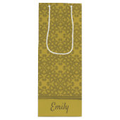 Gepersonaliseerd Mustard Yellow Pattern Wijn Cadeautas (Voorkant)