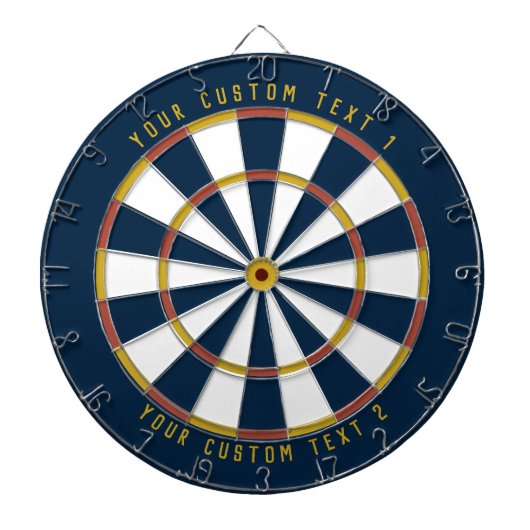Gepersonaliseerd Mustard Yellow Red & Blue Dartbord (Voorkant)