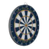 Gepersonaliseerd Mustard Yellow Red & Blue Dartbord (Voorkant Links)
