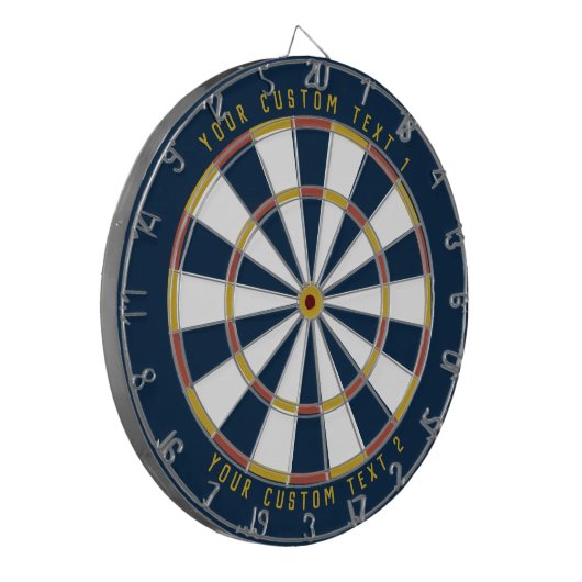 Gepersonaliseerd Mustard Yellow Red & Blue Dartbord (Voorkant Links)
