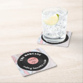 Gepersonaliseerd muziekalbum Retro Marble Design Kartonnen Onderzetters (Insitu)