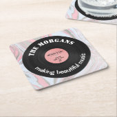 Gepersonaliseerd muziekalbum Retro Marble Design Kartonnen Onderzetters (Schuin)