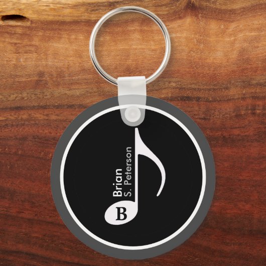Gepersonaliseerd muzieknoot sleutelhanger (Voorkant)
