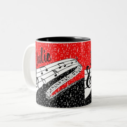 Gepersonaliseerd muziekthema tweekleurige koffiemok (Voorkant links)