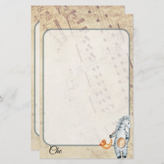 Gepersonaliseerd  muziekwerk briefpapier (Voorkant / Achterkant)