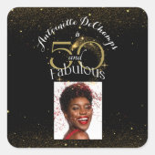 Gepersonaliseerd naam 50 en Fabulous Classy Black  Vierkante Sticker (Voorkant)