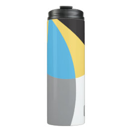 Gepersonaliseerd, Naam, Abstract Art geel blauw zw Thermosbeker