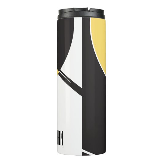 Gepersonaliseerd, Naam, Abstract Art geel blauw zw Thermosbeker (Achterkant)