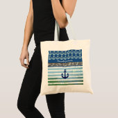 gepersonaliseerd / naam / anker / blauw tote bag (Voorkant (product))
