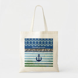 gepersonaliseerd / naam / anker / blauw tote bag