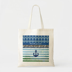 gepersonaliseerd / naam / anker / blauw tote bag