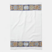 Gepersonaliseerd Naam Blauw & Geel Mediterraan Teg Theedoek (Verticaal)