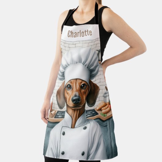 Gepersonaliseerd naam Dachshund Dog Cooking Chef Schort (Insitu)