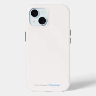 Gepersonaliseerd naam Elegant Roos Wit Blauw Grijs iPhone 15 Case