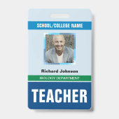 Gepersonaliseerd Naam en Foto | Docent-ID-Kaart Badge (Voorzijde)