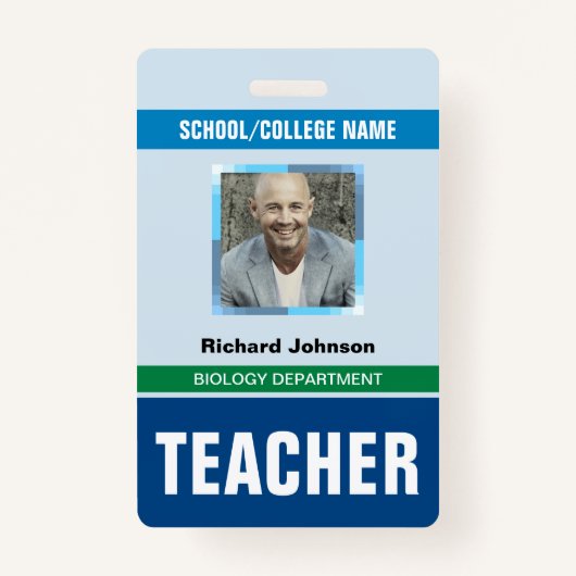 Gepersonaliseerd Naam en Foto | Docent-ID-Kaart Badge (Achterkant)