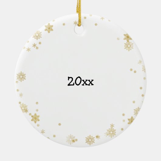 Gepersonaliseerd Naam en Foto Ronde Snowflake Keramisch Ornament (Achterkant)