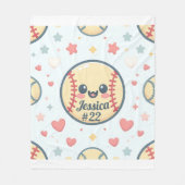 Gepersonaliseerd Naam en Nummer Softball Throw Fleece Deken (Voorkant)