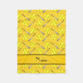 Gepersonaliseerd naam geel softbalpatroon fleece deken (Voorkant)