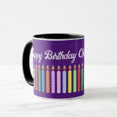Gepersonaliseerd naam Happy Birthday Lit Candles M Mok (Voorkant links)
