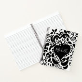 Gepersonaliseerd, naam, hart, bladeren, bloemen pa notitieboek (Binnen)