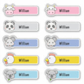 Gepersonaliseerd naam Leuke Kawaii kinderopvang St Sticker (Voorkant)