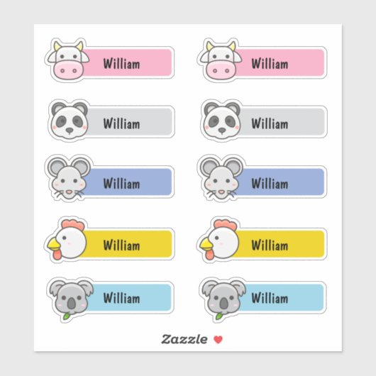 Gepersonaliseerd naam Leuke Kawaii kinderopvang St Sticker (Vel)