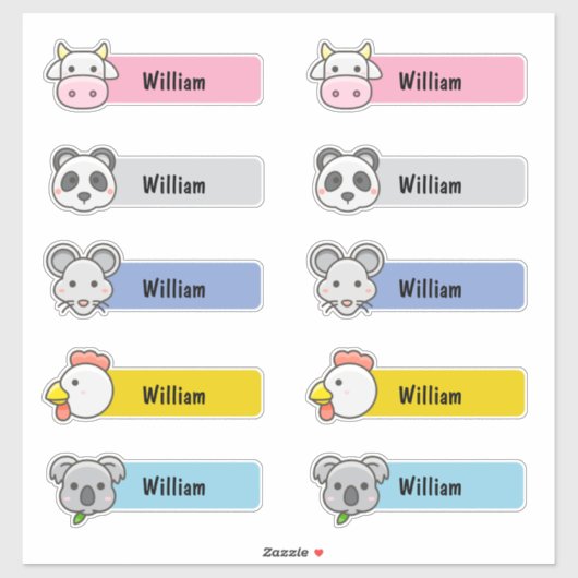 Gepersonaliseerd naam Leuke Kawaii kinderopvang St Sticker (Vel)