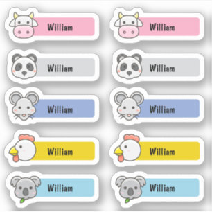 Gepersonaliseerd naam Leuke Kawaii kinderopvang St Sticker
