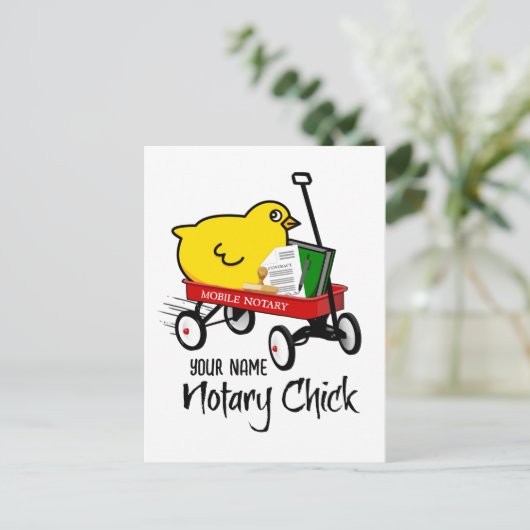 Gepersonaliseerd naam mobiele notaris rode wagon briefkaart (Staand voorkant)