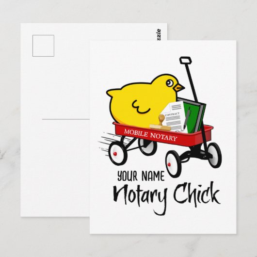 Gepersonaliseerd naam mobiele notaris rode wagon briefkaart (Voorkant / Achterkant)