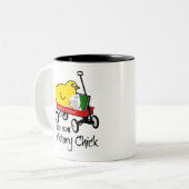 Gepersonaliseerd naam mobiele notaris rode wagon tweekleurige koffiemok (Voorkant links)