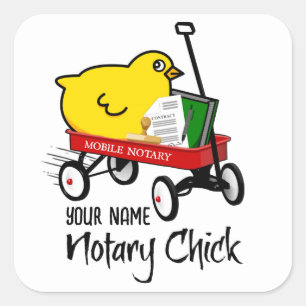 Gepersonaliseerd naam mobiele notaris rode wagon vierkante sticker