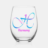 Gepersonaliseerd naam Monogram "H" Abstract Spring Wijnglas Zonder Voet (Voorkant)