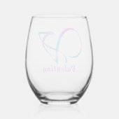 Gepersonaliseerd Naam Monogram "V" Abstract Lente  Wijnglas Zonder Voet (Achterkant)