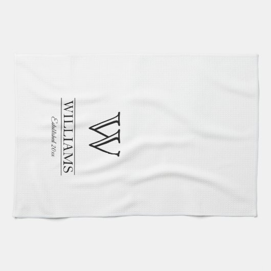 Gepersonaliseerd naam monogram voor Elegant Classy Theedoek (Horizontaal)